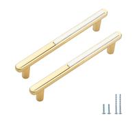 Evionlin Confezione da 2 maniglie e tiranti per cassetti da 12,8 cm, colore bianco oro e bianco, per cassettiere da cucina