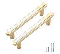 Evionlin Confezione da 2 maniglie e tiranti per cassetti da 9,6 cm, colore bianco oro e bianco, per cassettiere da cucina