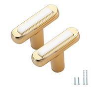 Evionlin Confezione da 6 pomelli color oro bianco e oro, maniglie e tiranti per cassetti e accessori per comò da cucina