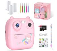 EVISTR Fotocamera digitale per bambini - 2,5 K UHD Instant Print con scheda SD 64 G e carta fotografica, schermo 2,4", registrazione video selfie, rosa