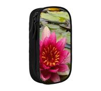 Evius Astuccio con girasole giallo e campo di girasoli carini, astuccio con scomparti con cerniera, astuccio estetico per cancelleria per ufficio (3 colori nero/blu/rosa)., Fiore di loto, Taglia