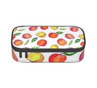 Evius Astuccio con teschio e rosa rossa, grazioso astuccio per matite con scomparti con cerniera, astuccio estetico, forniture per ufficio, organizer per oggetti quotidiani., Foglia con stampa pesca.,