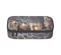 Evius Deer by The River - Astuccio carino con scomparti con cerniera, astuccio estetico per articoli da ufficio, organizer per oggetti di uso quotidiano., Candela Inverno Neve Foglie di Abete, Taglia