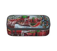 Evius Deer by The River - Astuccio carino con scomparti con cerniera, astuccio estetico per articoli da ufficio, organizer per oggetti di uso quotidiano., Albero di Natale con slitta sulla, Taglia