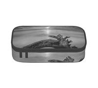 Evius Deer by The River - Astuccio carino con scomparti con cerniera, astuccio estetico per articoli da ufficio, organizer per oggetti di uso quotidiano., Immagine di legno della spiaggia, Taglia