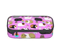 Evius Simpatico astuccio con cani carini, astuccio per matite con scomparti con cerniera, astuccio estetico, forniture per ufficio, organizer per necessità quotidiane., porcellini d'India e cupcake,