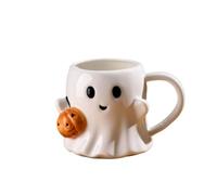 EVIYI Tazza da caffè in ceramica con volto di fantasma, motivo: zucca in stile cartone animato, 600 ml (B)