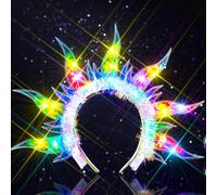 Evlry Cerchietto per capelli a LED con fiamme luminose, per Halloween, feste, accessorio per capelli da donna