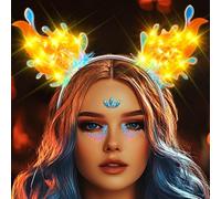 Evlry Cerchietto per capelli a LED con fiamme luminose, per Halloween, feste, per donna