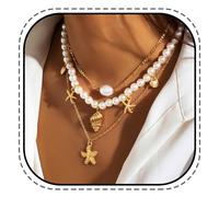 Evlry Collana boho con ciondolo a forma di stella marina dorata, da donna, Taglia unica, Metallo, Nessuna pietra preziosa