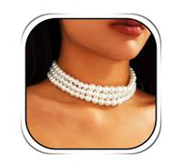 Evlry Collana girocollo con perle bianche Chunky perle da sposa per le donne, Taglia unica, Plastica, Nessuna pietra preziosa