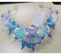 Evlry Fiara e corona a LED con stella marina, argento, conchiglia da spiaggia luminosa, accessorio per capelli da donna