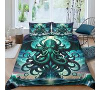 EVMILA Cthulhu 3 Pezzi 3D Stampa Digitale L'arte dell'orrore Copripiumino Set Copripiumino Microfibra Morbido Set Di Biancheria Da Letto E Federe Con Cerniera Per Bambini King（220x240cm）