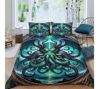 EVMILA Cthulhu Set Copripiumino 3 Pezzi Copripiumino 3D Stampa Digitale L'arte dell'orrore Microfibra Morbido E Federe Con Cerniera Set Di Biancheria Da Letto Per Bambini Double（200x200cm）