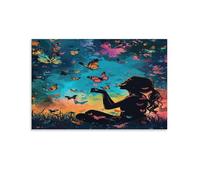 EVMILA Farfalla Pittura Ad Olio Dipinto A Mano Su Tela,Quadri Astratti Variopinto Fondo Colorato,Decorazione Della Parete Di Arte Professionale Di Grandi Dimensioni Per 16x24inch(40x60cm)