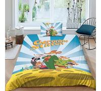 EVMILA Geronimo Stilton 3D Stampa Digitale Set Copripiumino Copripiumino 2 Pezzi Microfibra Morbido E Federe Con Cerniera Set Di Biancheria Da Letto Per Bambini Single（135x200cm）