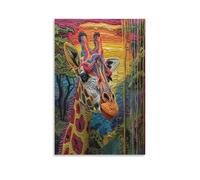 EVMILA Giraffa colorata Art - Dipinto Su Tela Realizzato Interamente A Mano, Motivo Moderno E Astratto, Decorazione Da Parete Per Salotto O Per La Casa, 20x30inch(50x75cm)