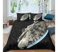 EVMILA Guerre stellari Copripiumino Set Copripiumino 3D Stampa Digitale Millennium Falcon 3 Pezzi Set Di Biancheria Da Letto E Federe Con Cerniera Microfibra Morbido Per Bambini Double（200x200cm）