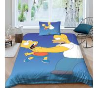EVMILA I Simpson 2 Pezzi Set Copripiumino 3D Stampa Digitale Copripiumino Microfibra Morbido Con Cerniera Set Di Biancheria Da Letto E Federe Per Bambini Single(135x200cm)