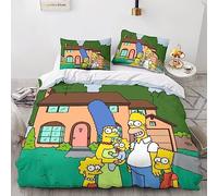 EVMILA I Simpson 3 Pezzi Set Copripiumino 3D Stampa Digitale Copripiumino Microfibra Morbido Con Cerniera Set Di Biancheria Da Letto E Federe Per Bambini Double(200x200cm)