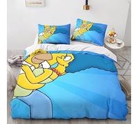 EVMILA I Simpson 3D Stampa Digitale 3 Pezzi Copripiumino Set Copripiumino E Federe Con Cerniera Set Di Biancheria Da Letto Microfibra Morbido Per Bambini King(220x240cm)