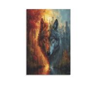 EVMILA Lupo Pittura Ad Olio Dipinto A Mano Su Tela, 3D La Pittura Di, Moderno Originale Astratto Home Wall Art Decor E Per Soggiorno Ingresso Camera Da Letto 12x18inch(30x45cm)