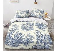 EVMILA Motivo di Toile De Jouy 3 Pezzi Set Copripiumino 3D Stampa Digitale Copripiumino Microfibra Morbido Con Cerniera Set Di Biancheria Da Letto E Federe Per Bambini Double（200x200cm）