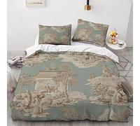EVMILA Motivo di Toile De Jouy 3D Stampa Digitale 3 Pezzi Copripiumino Set Copripiumino Con Cerniera E Federe Microfibra Morbido Set Di Biancheria Da Letto Per Bambini Double(200x200cm)