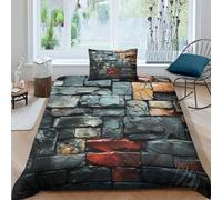 EVMILA Muro 2 Pezzi 3D Stampa Digitale Pietra Set Copripiumino Copripiumino Microfibra Morbido E Federe Con Cerniera Set Di Biancheria Da Letto Per Bambini Single(135x200cm)