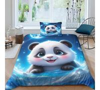 EVMILA Panda lunare Copripiumino 3D Stampa Digitale Animali carini 2 Pezzi Set Copripiumino Microfibra Morbido Con Cerniera E Federe Set Di Biancheria Da Letto Per Bambini Single(135x200cm)