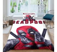EVMILA Piscina morta Deadpool 2 Pezzi Copripiumino Set Copripiumino 3D Stampa Digitale E Federe Microfibra Morbido Con Cerniera Set Di Biancheria Da Letto Per Bambini Single(135x200cm)