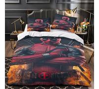 EVMILA Piscina morta Deadpool 3 Pezzi 3D Stampa Digitale Set Copripiumino Copripiumino E Federe Microfibra Morbido Set Di Biancheria Da Letto Con Cerniera Per Bambini Single(140x200cm)