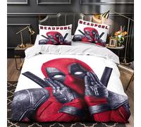 EVMILA Piscina morta Deadpool 3 Pezzi Copripiumino 3D Stampa Digitale Set Copripiumino Set Di Biancheria Da Letto Microfibra Morbido Con Cerniera E Federe Per Bambini Single(140x200cm)