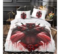 EVMILA Piscina morta Deadpool Set Copripiumino Copripiumino 3D Stampa Digitale 3 Pezzi E Federe Microfibra Morbido Set Di Biancheria Da Letto Con Cerniera Per Bambini Single(140x200cm)
