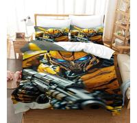EVMILA Transformers 3 Pezzi Copripiumino Set Copripiumino 3D Stampa Digitale Bumblebee E Federe Microfibra Morbido Con Cerniera Set Di Biancheria Da Letto Per Bambini Single（140x200cm）