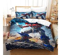 EVMILA Transformers 3D Stampa Digitale Optimus Prime 3 Pezzi Set Copripiumino Copripiumino Con Cerniera Microfibra Morbido E Federe Set Di Biancheria Da Letto Per Bambini Single(140x200cm)