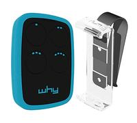 WHY EVO Telecomando rolling code multifrequenza da 280 a 868 mhz con Visor Clip, apricancello autoapprendente programmabile, radiocomando ad ampio raggio con 4 pulsanti, blu Sky Blue