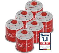 EVOCAMP Cartucce di Gas butano da 500g, Cartuccia a Vite con Gas butano/propano 899 ml, Cartuccia di Gas Conforme alla Norma EN 417, Cartuccia di Gas Adatta per Gas da Campeggio (6X)