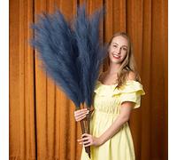 EVODIS Erba pampa artificiale, 6 steli, erba della pampa artificiale, 109,2 cm, in totale, extra large, alta pomposa, decorazione per la casa, per matrimoni, feste, colore: blu