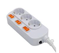 EVOELEC Ciabatta elettrica commutabile con protezione da sovracorrente, 16 A, 250 V (3 m, 3 scomparti)