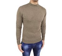 Evoga Maglione Lupetto Uomo Casual Beige Fango Invernale Slim Fit (M, Beige)
