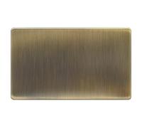 EVOGES Terra Blanking Plate - Ottone spazzolato antico, 1G/2G - Placche decorative da parete in metallo, copertura posteriore inutilizzata, accessori per cablaggio UK (2 gang)