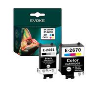 EVOKE 2x Inchiostro per stampante Epson 2661 Nero + 2670 Colore XL Compatibile con: WF-100W WF-110W T2661 nero + colore