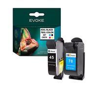 EVOKE 2x Inchiostro per stampante HP 45 + 78 XL | Nero + Colore | 51645AE + C6578A Compatibile con: 920C 9 nero + colore