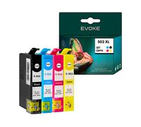 EVOKE 4x Inchiostro per stampante Epson 502 XL | Nero + Set colori | 502XL Compatibile con: EXPRESSION XP- Set colori