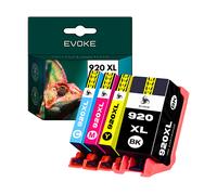 EVOKE 4x Inchiostro per stampante HP 920 XL | Nero + Set colori Compatibile con: officejet 6000 6500 6500a Set colori