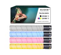 EVOKE 4x Toner per stampante Konica Minolta TN216 | Set CMYK TN-216 Compatibile con: C220 C280 220 280 MF2 Kit di colori