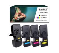 EVOKE 4x Toner per stampante Kyocera TK-5230 | Set CMYK TK5230 Compatibile con: P5021cdn P5021cdw M5521cdn Kit di colori