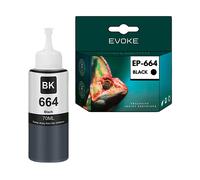 EVOKE Inchiostro per stampante Epson 664 Nero XL | 70 ml | 6400 pagine | T6641 Compatibile con: Ecotank IT nero