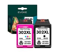 EVOKE Inchiostro per stampante HP 302 Nero Colore 1870 pagine Compatibile con: DESKJET 1110 2130 3630 Envy nero + colore